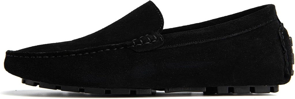 Go Tour Mens Handmade Suede Leather Casual Loafers Shoes A Black