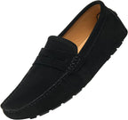 Go Tour Men's Penny Loafers Moccasin Driving Shoes Slip On Flats Boat Shoes A Black