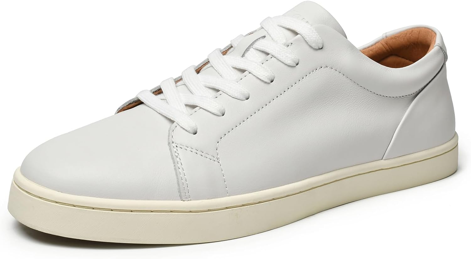 Go Tour Men's Casual Suede Leather Handmade Sneakers Leather White