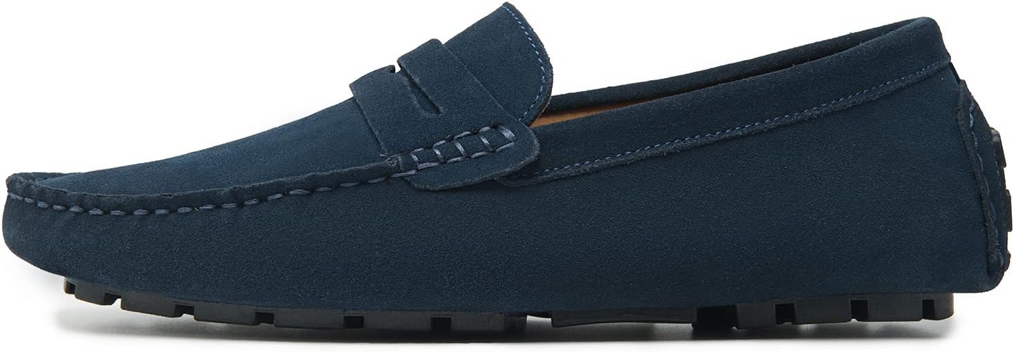 Go Tour Men's Penny Loafers Moccasin Driving Shoes Slip On Flats Boat Shoes A Dark Blue