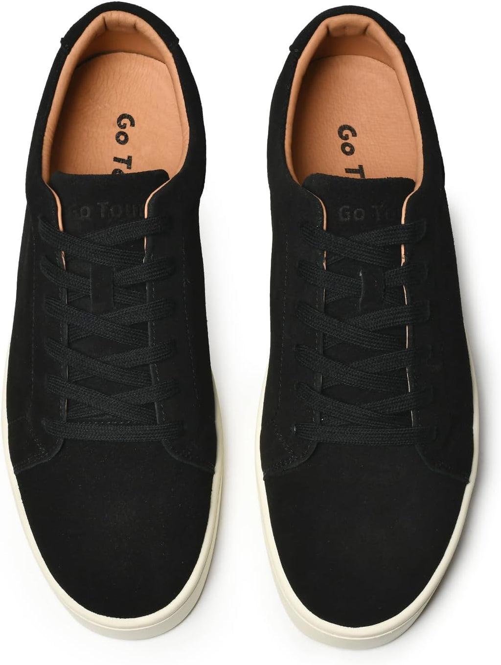 Go Tour Men's Casual Suede Leather Handmade Sneakers Suede Black
