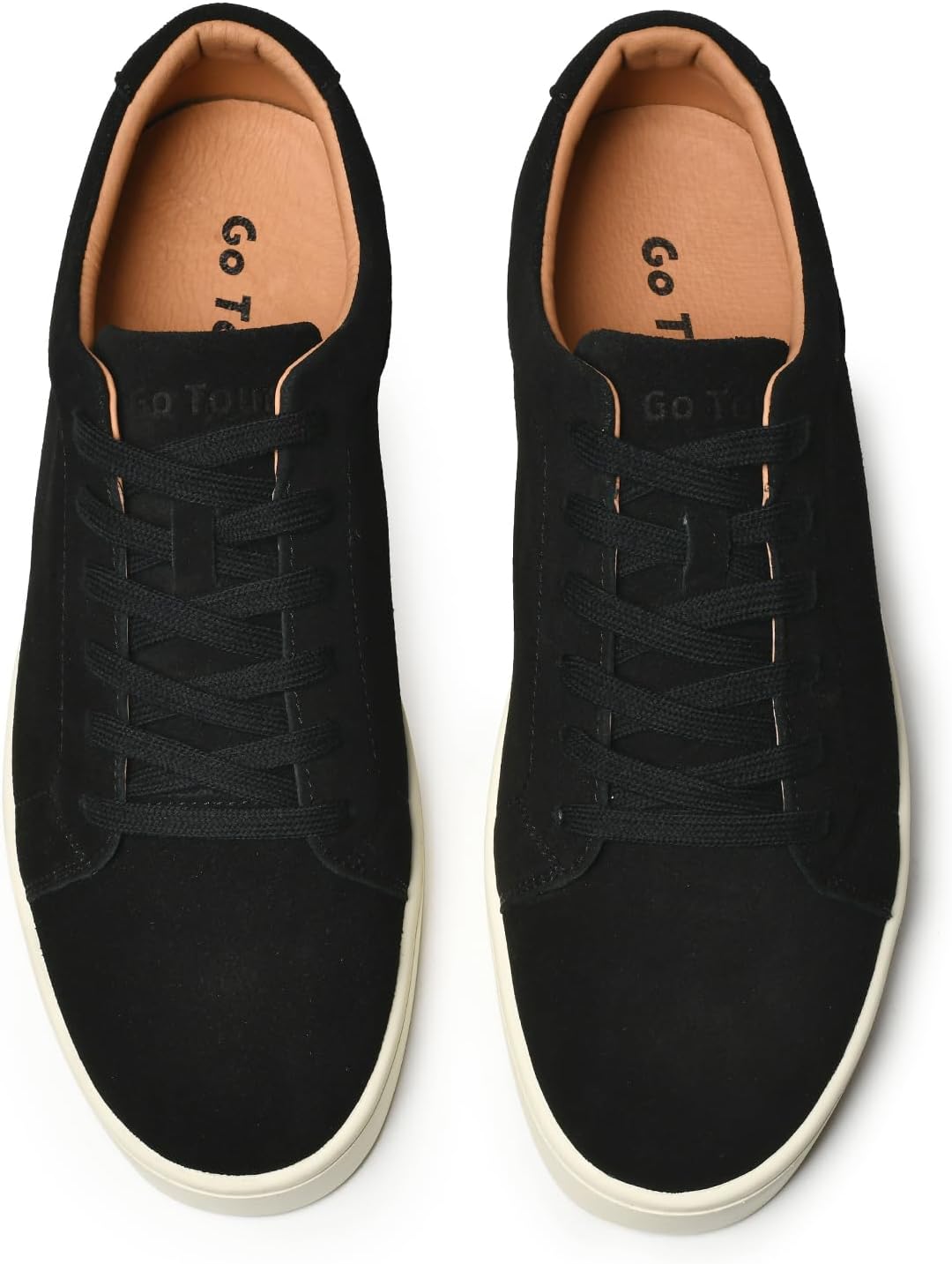 Go Tour Men's Casual Suede Leather Handmade Sneakers Suede Black