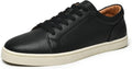 Go Tour Men's Casual Suede Leather Handmade Sneakers Leather Black