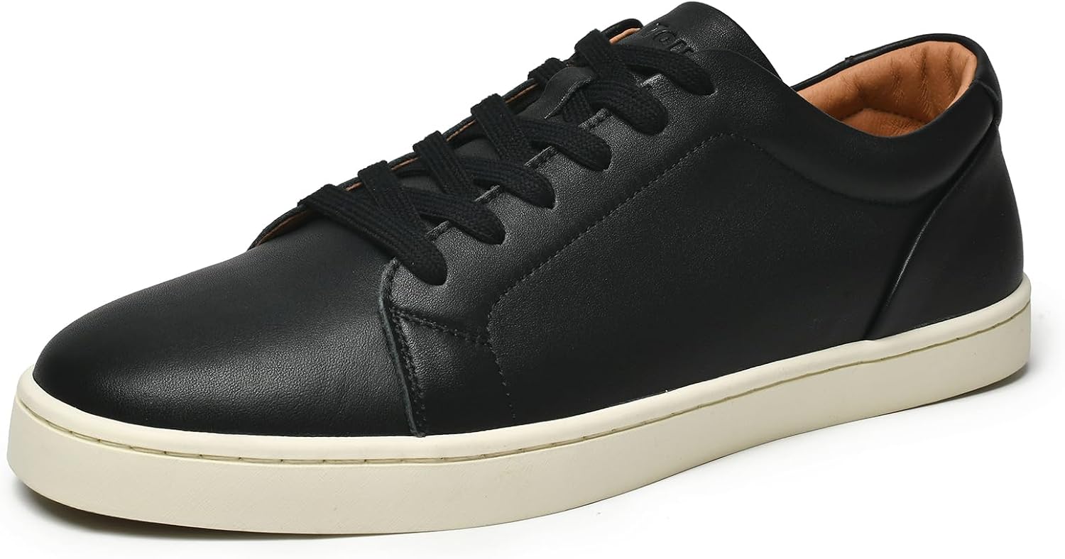 Go Tour Men's Casual Suede Leather Handmade Sneakers Leather Black