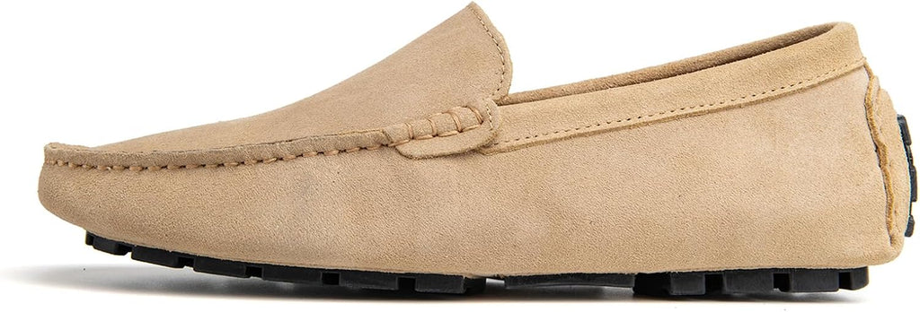 Go Tour Mens Handmade Suede Leather Casual Loafers Shoes A Beige