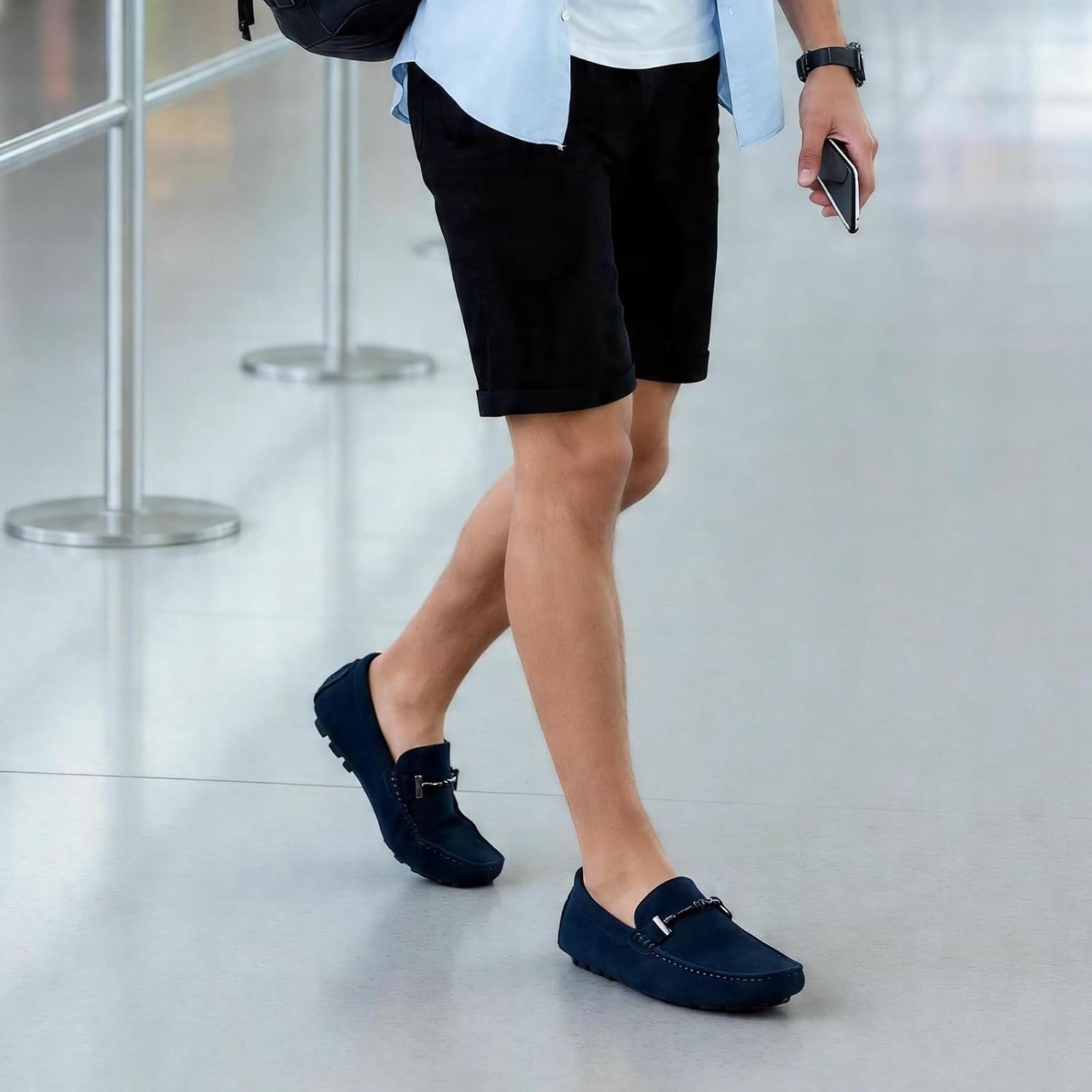 Go Tour Men's Penny Loafers Moccasin Driving Shoes Slip On Flats Boat Shoes Blue