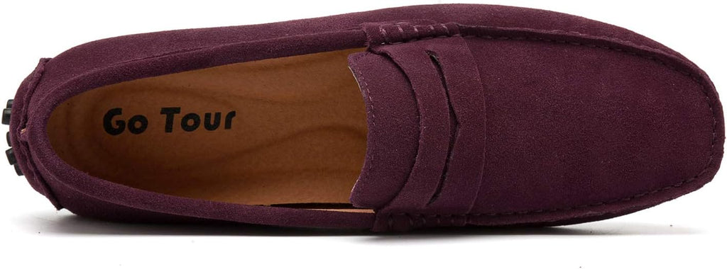 Go Tour Men's Penny Loafers Moccasin Driving Shoes Slip On Flats Boat Shoes Red