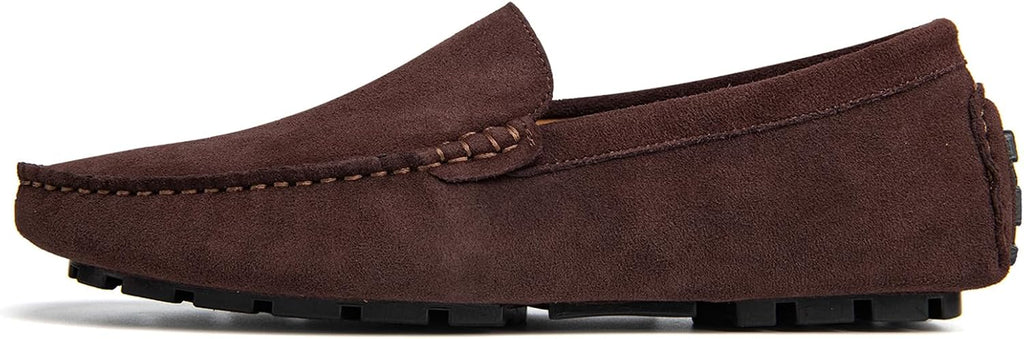 Go Tour Mens Handmade Suede Leather Casual Loafers Shoes A Brown