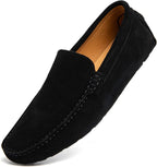 Go Tour Mens Handmade Suede Leather Casual Loafers Shoes A Black