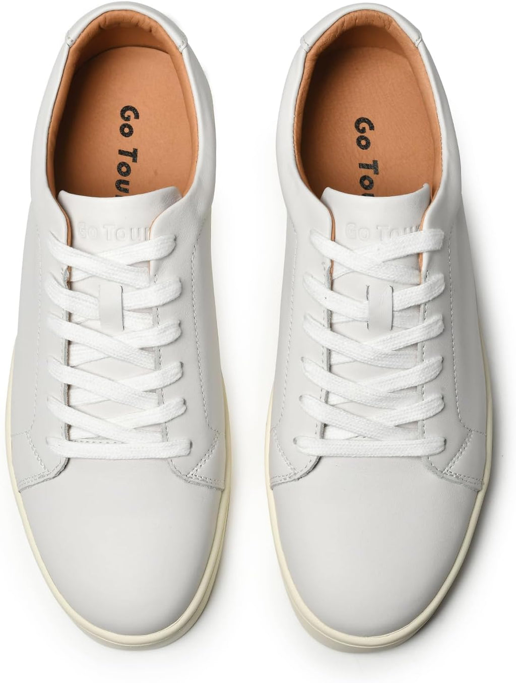 Go Tour Men's Casual Suede Leather Handmade Sneakers Leather White