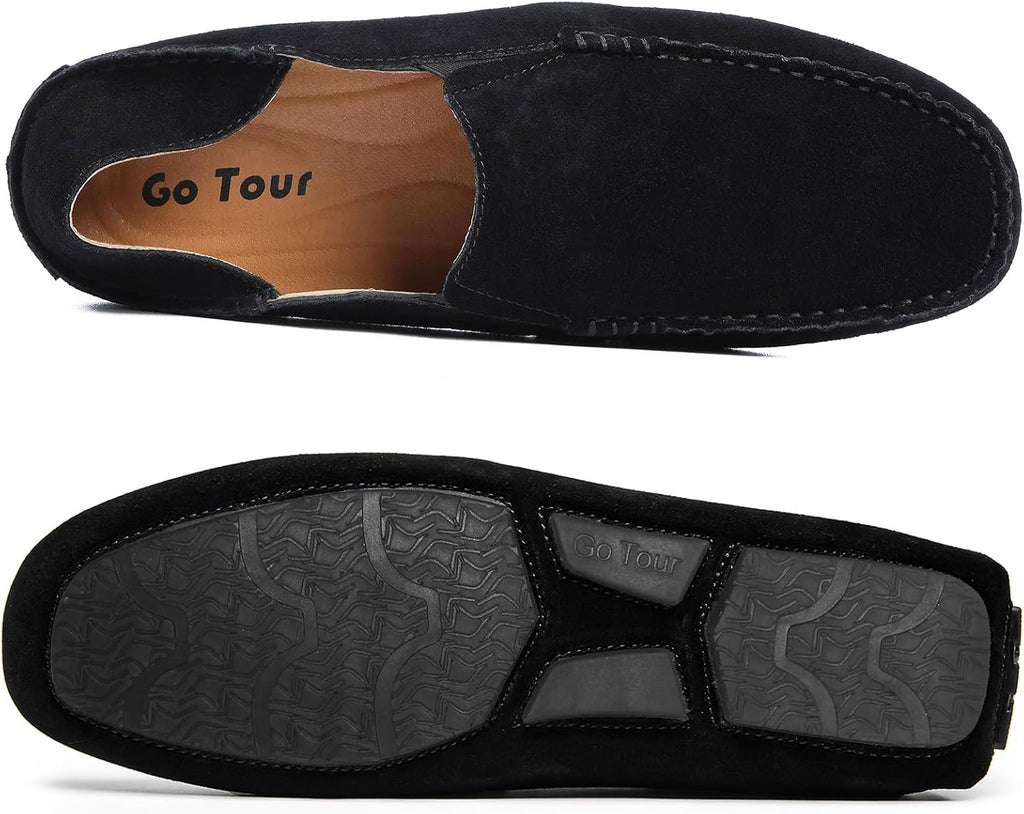 Go Tour Handmade Mens Casual Loafers Moccasins Slip On Driving Shoes Black