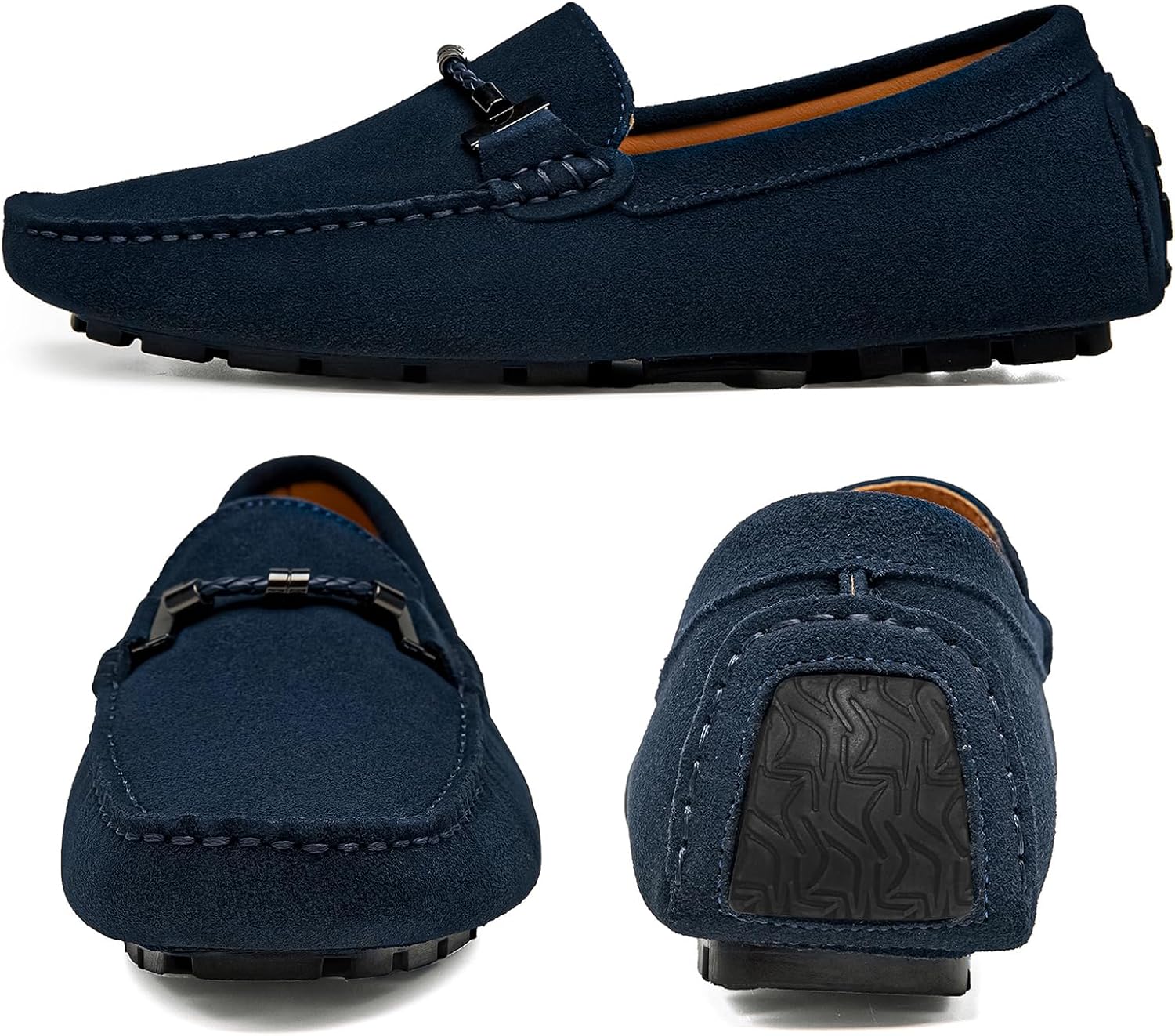Go Tour Men's Penny Loafers Moccasin Driving Shoes Slip On Flats Boat Shoes Blue
