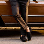 Go Tour Mens Handmade Suede Leather Casual Loafers Shoes A Black