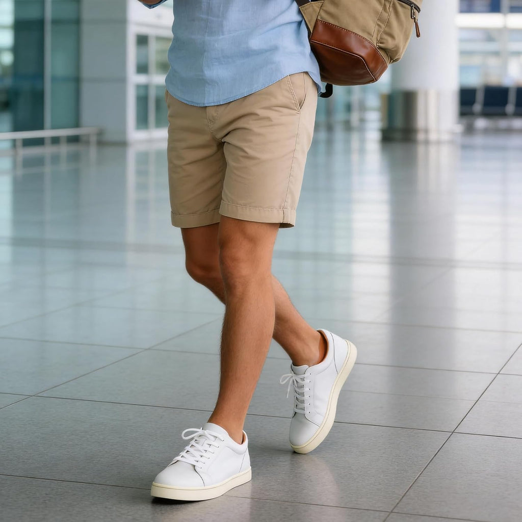 Go Tour Men's Casual Suede Leather Handmade Sneakers Leather White