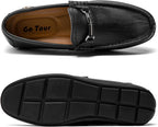 Go Tour Men's Casual Leather Fashion Slip on Loafers Shoes A Black