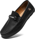 Go Tour Men's Casual Leather Fashion Slip on Loafers Shoes A Black