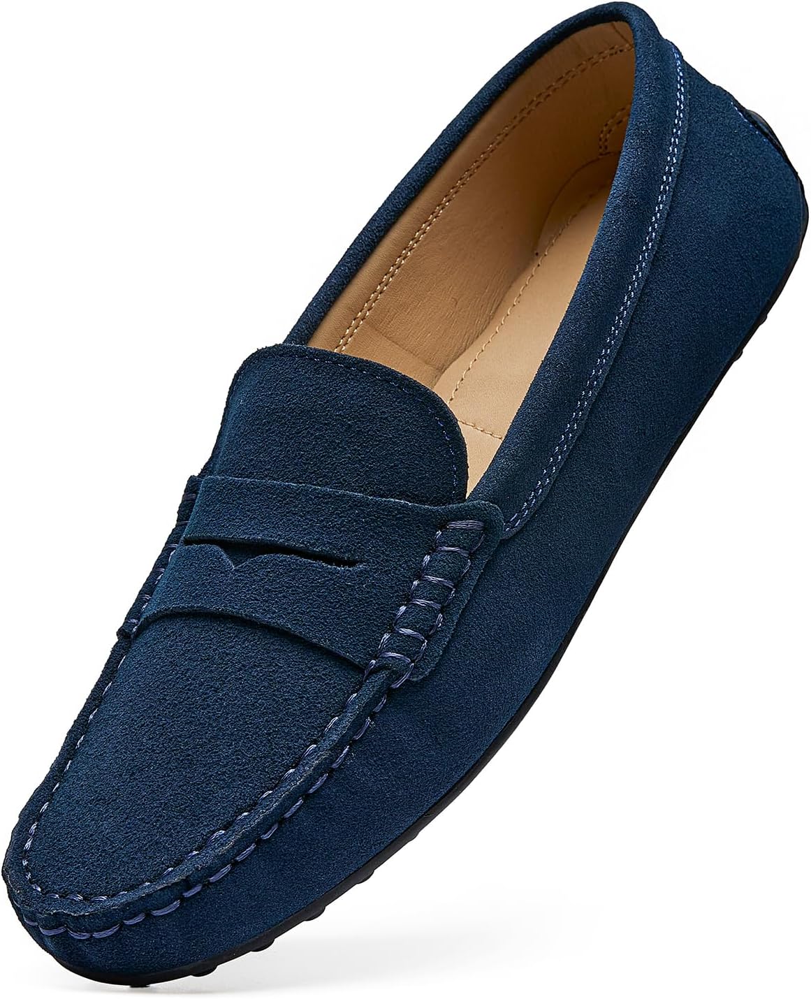 Go Tour Women's Suede Penny Loafers Classic Slip-On Driving Shoes Navy