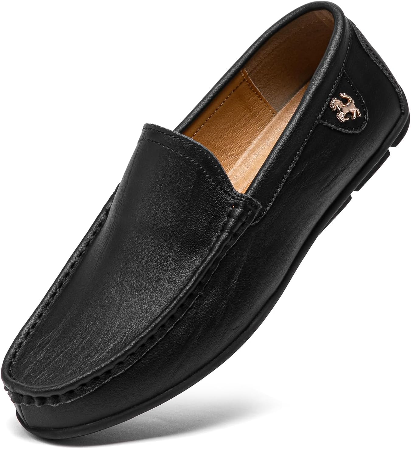 Go Tour Men's Casual Leather Fashion Slip on Loafers Shoes B Black