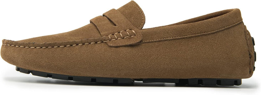 Go Tour Men's Penny Loafers Moccasin Driving Shoes Slip On Flats Boat Shoes A Khaki