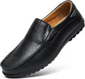 Go Tour Men's Casual Leather Fashion Slip-on Loafers Shoes A-black