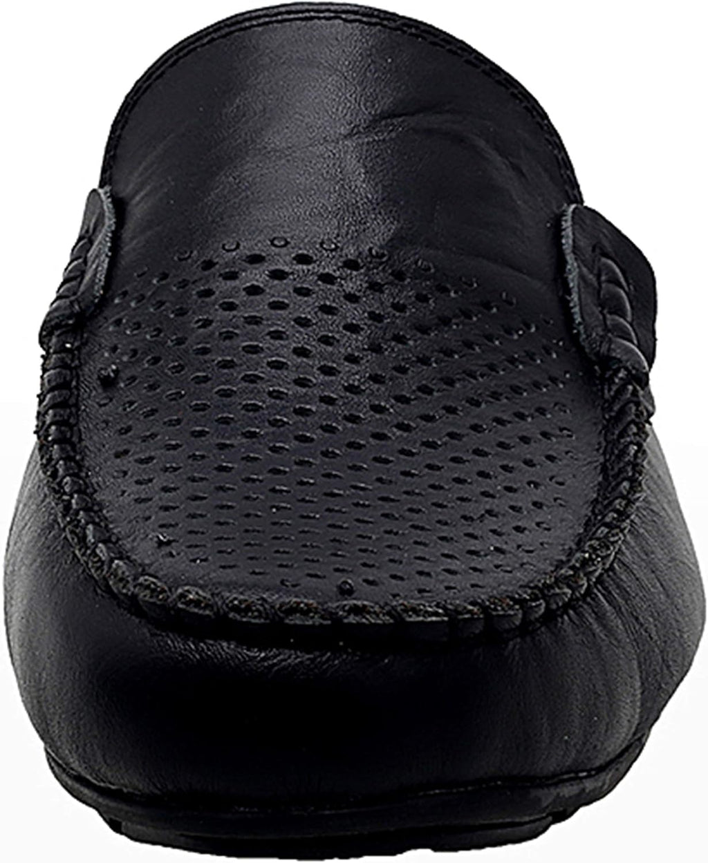 Go Tour Mens Mules Clog Slippers Breathable Punching Leather Slip on Shoes Casual Loafers B-black Punched