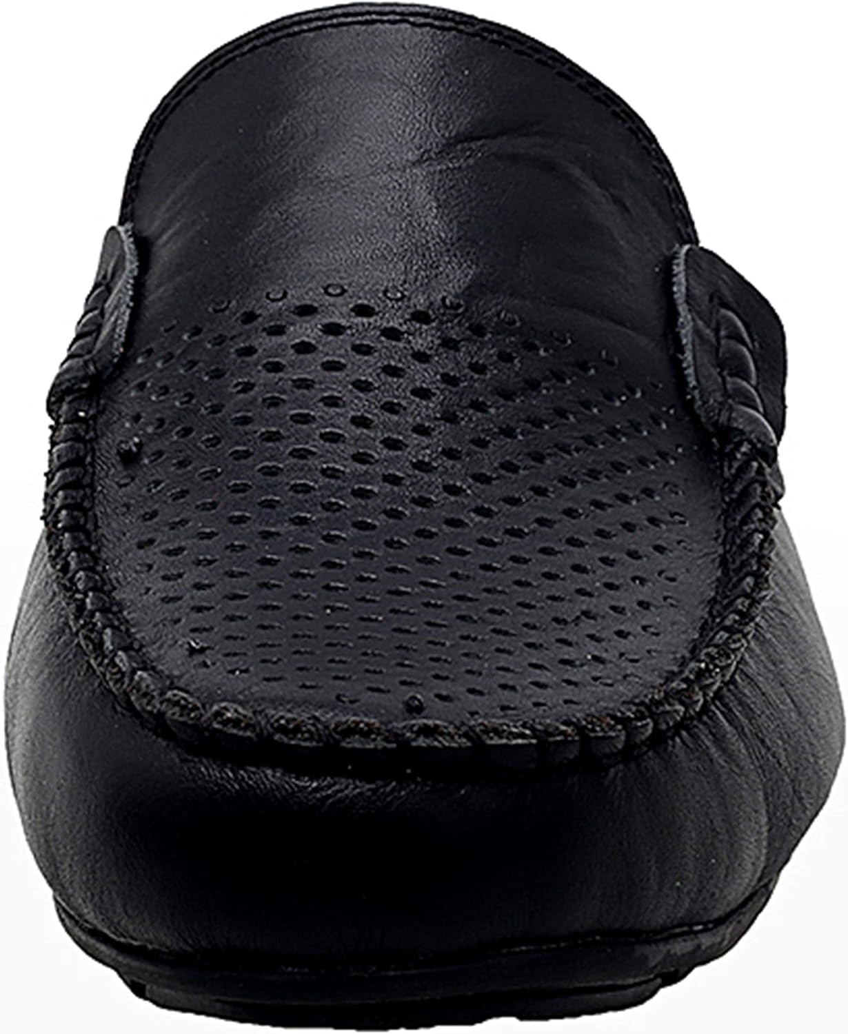 Go Tour Mens Mules Clog Slippers Breathable Punching Leather Slip on Shoes Casual Loafers B-black Punched