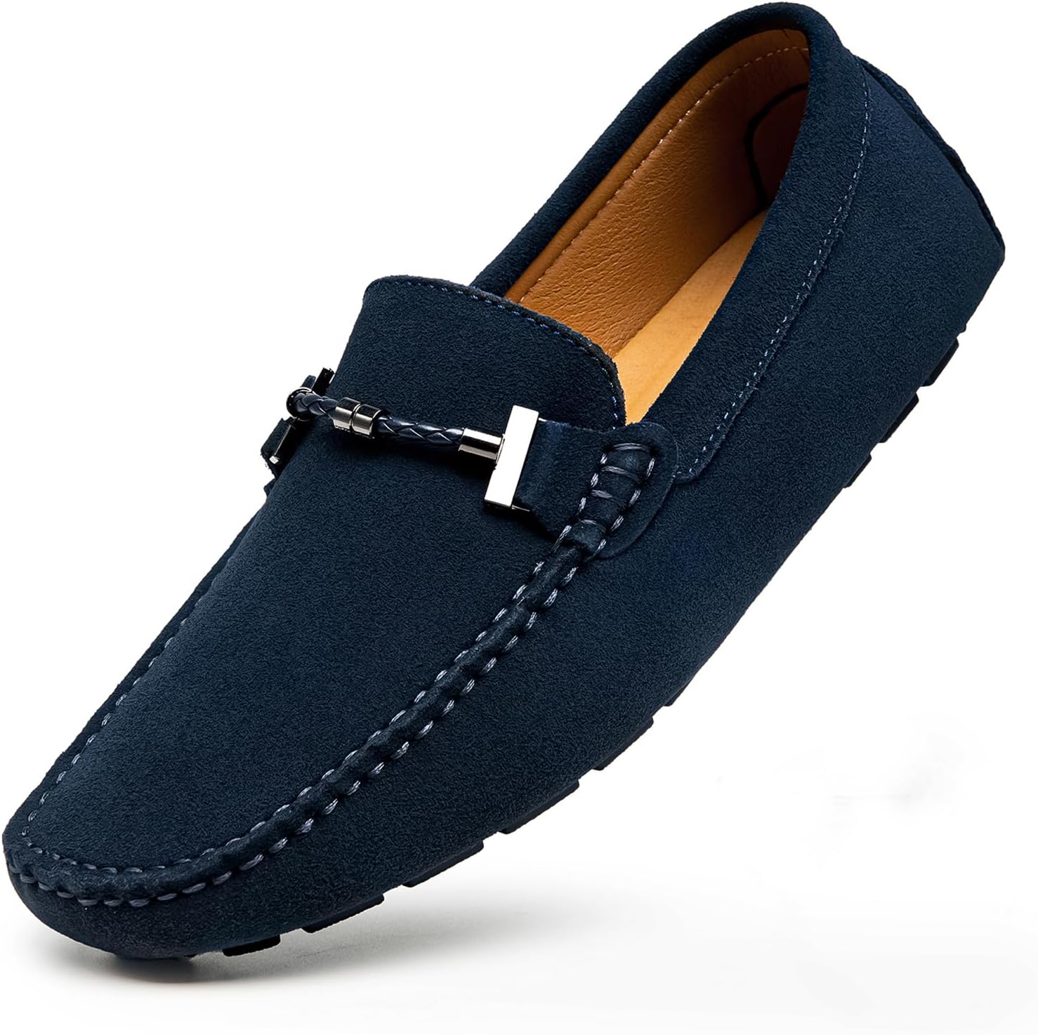Go Tour Men's Penny Loafers Moccasin Driving Shoes Slip On Flats Boat Shoes Blue