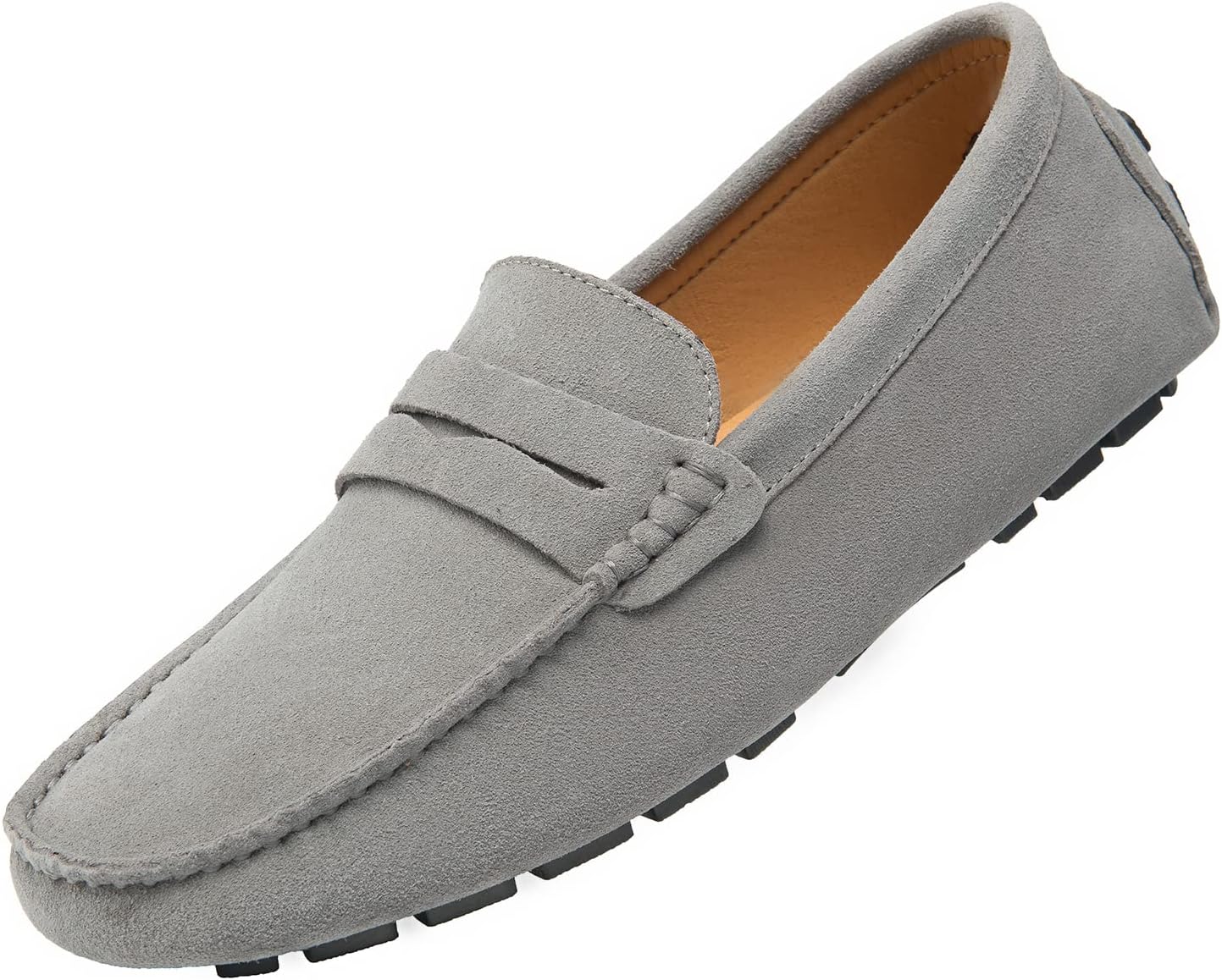 Go Tour Men's Penny Loafers Moccasin Driving Shoes Slip On Flats Boat Shoes A Grey