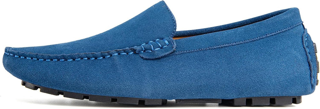 Go Tour Mens Handmade Suede Leather Casual Loafers Shoes A Sapphire Blue