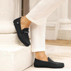 Go Tour Men's Casual Leather Fashion Slip on Loafers Shoes A Black