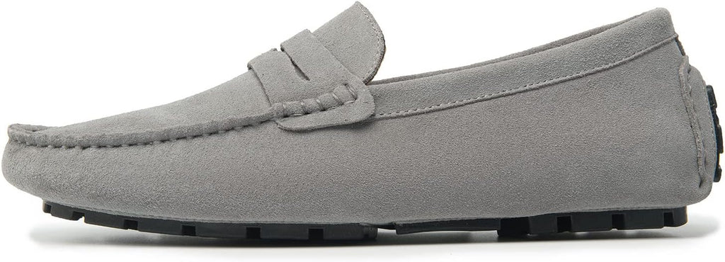 Go Tour Men's Penny Loafers Moccasin Driving Shoes Slip On Flats Boat Shoes A Grey