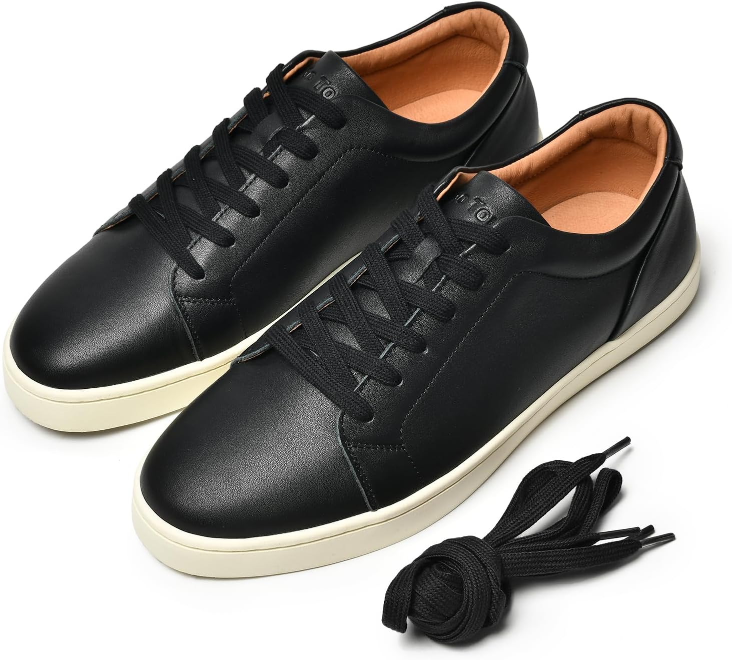 Go Tour Men's Casual Suede Leather Handmade Sneakers Leather Black