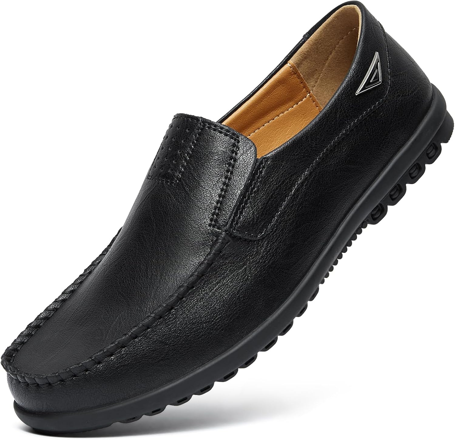 Go Tour Men's Casual Leather Fashion Slip-on Loafers Shoes B-black