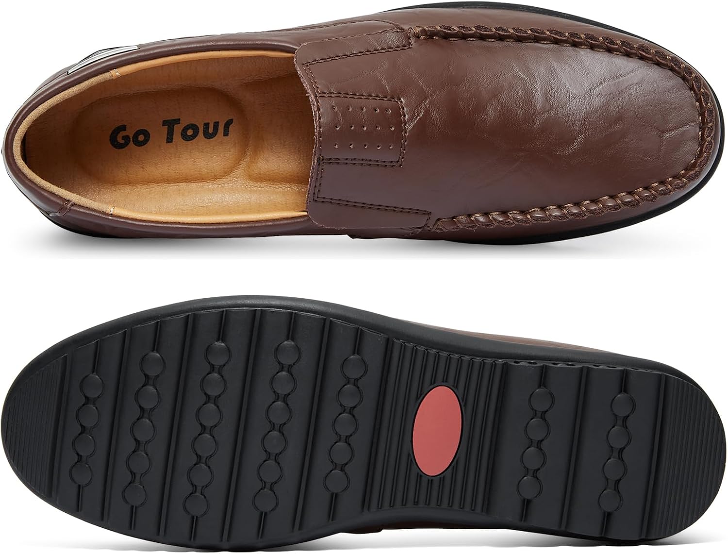 Go Tour Men's Casual Leather Fashion Slip-on Loafers Shoes A-dark Brown