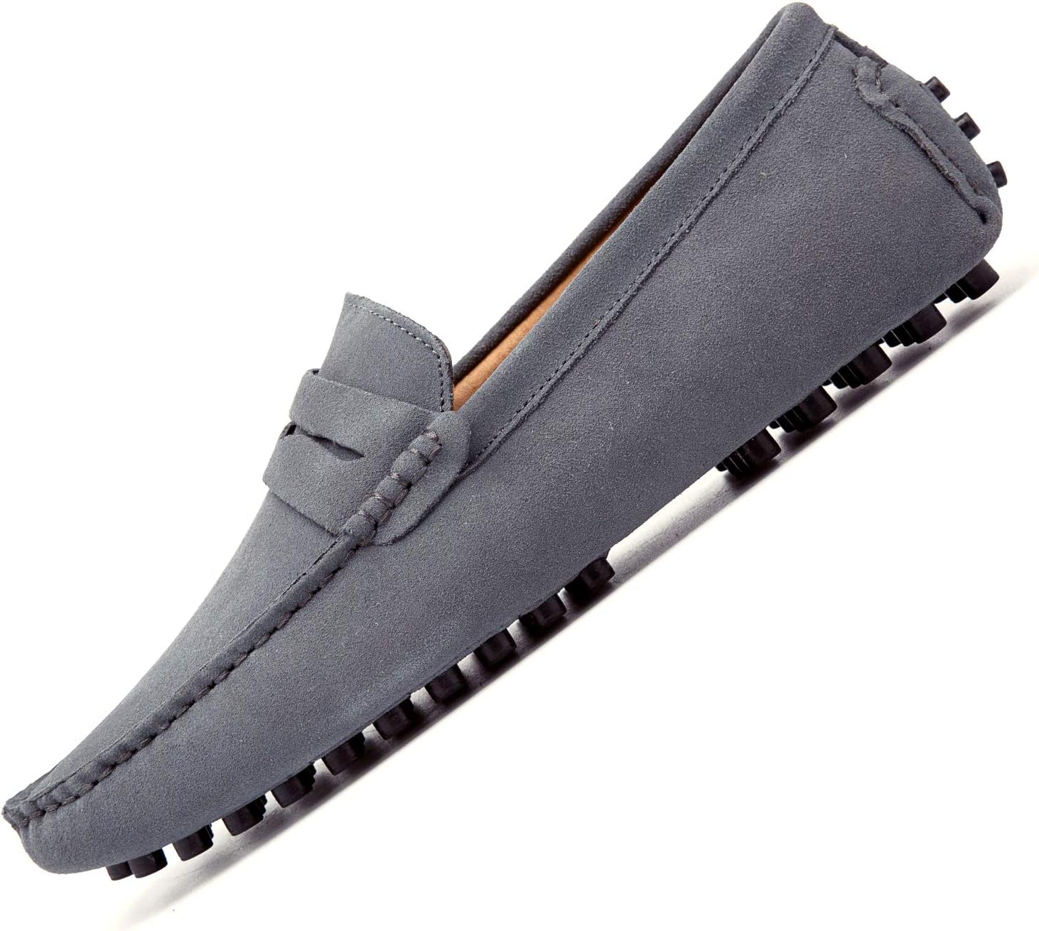 Go Tour Men's Penny Loafers Moccasin Driving Shoes Slip On Flats Boat Shoes Grey