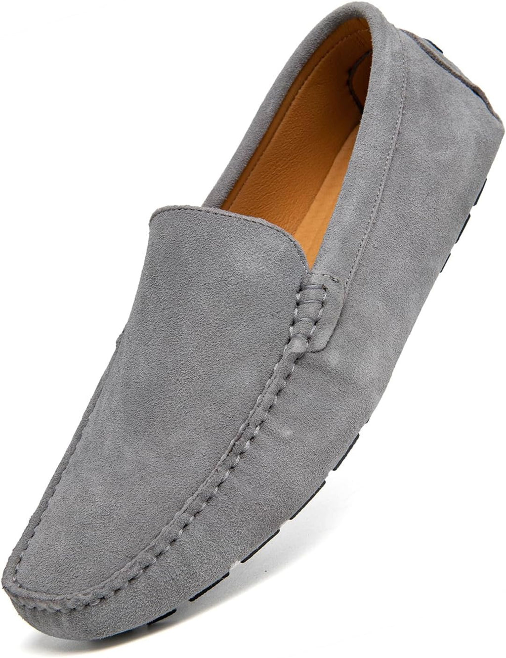 Go Tour Mens Handmade Suede Leather Casual Loafers Shoes A Grey
