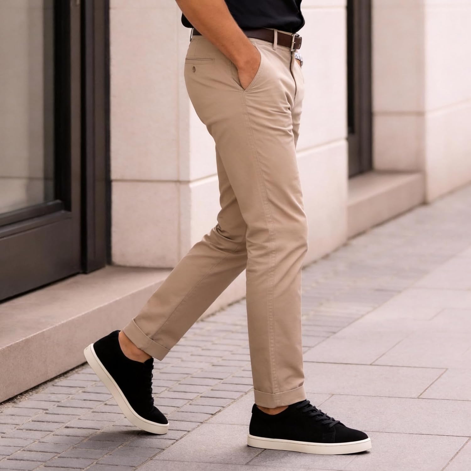 Go Tour Men's Casual Suede Leather Handmade Sneakers Suede Black