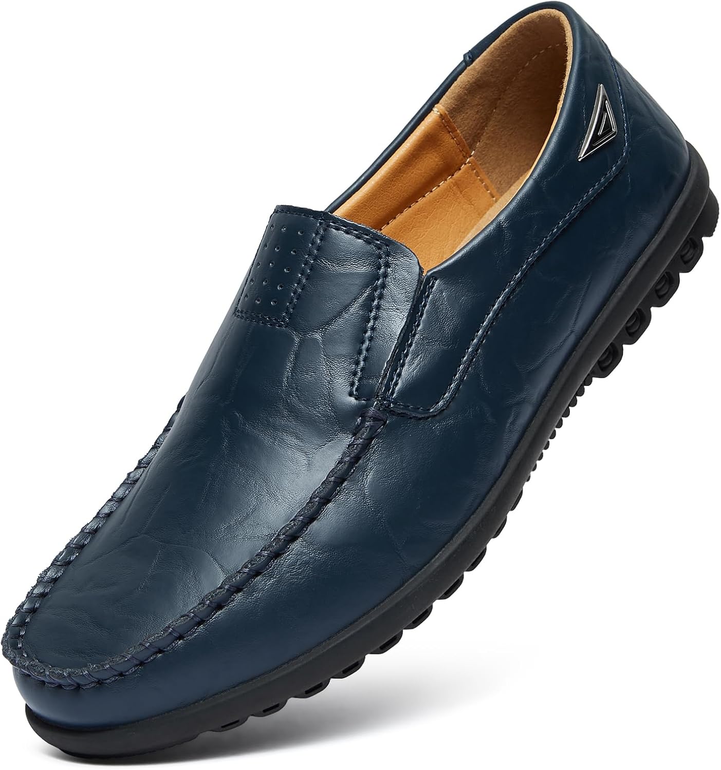 Go Tour Men's Casual Leather Fashion Slip-on Loafers Shoes A-blue