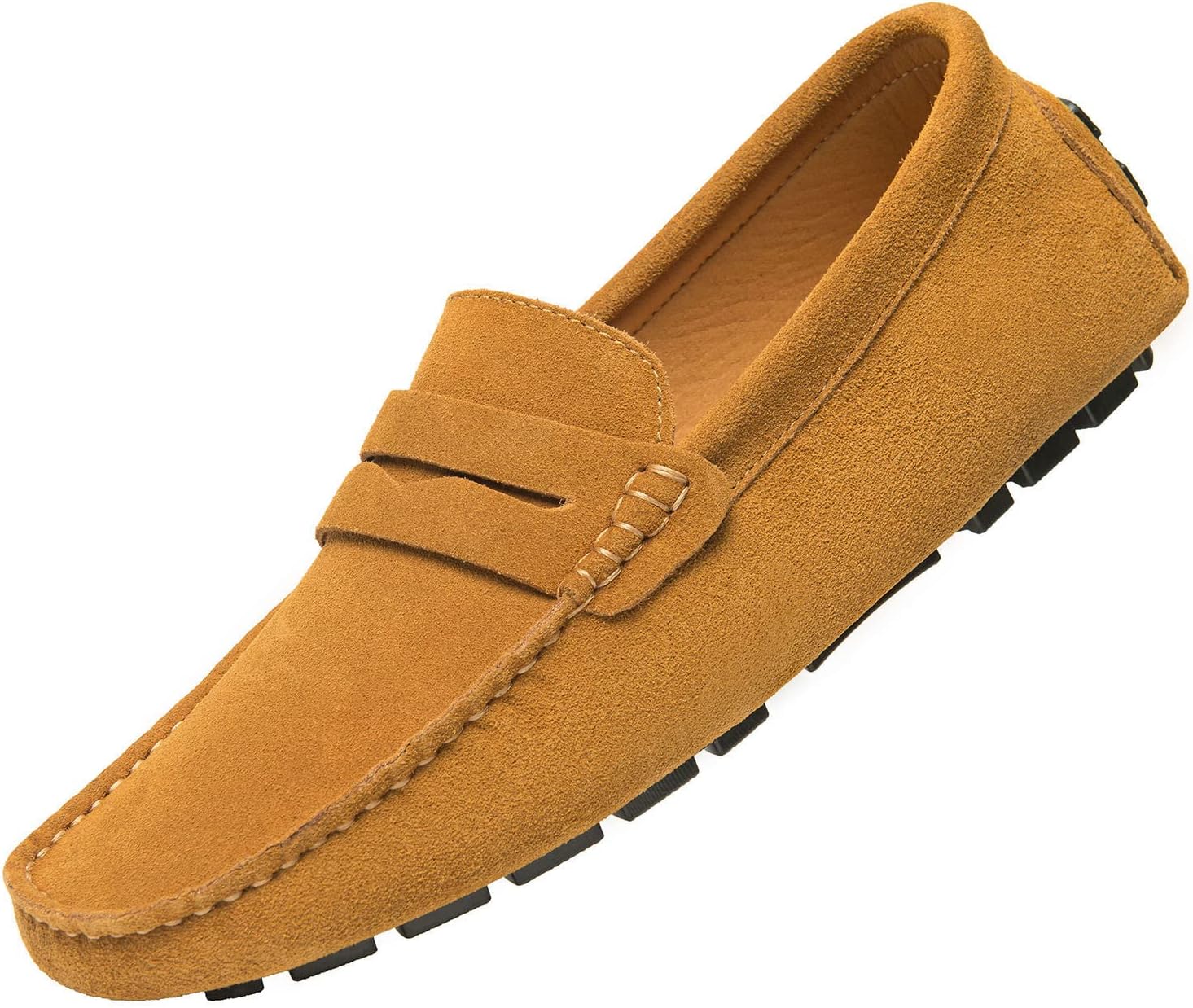 Go Tour Men's Penny Loafers Moccasin Driving Shoes Slip On Flats Boat Shoes A Brown