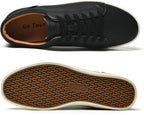 Go Tour Men's Casual Suede Leather Handmade Sneakers Leather Black