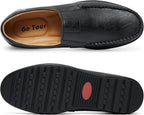 Go Tour Men's Casual Leather Fashion Slip-on Loafers Shoes A-black