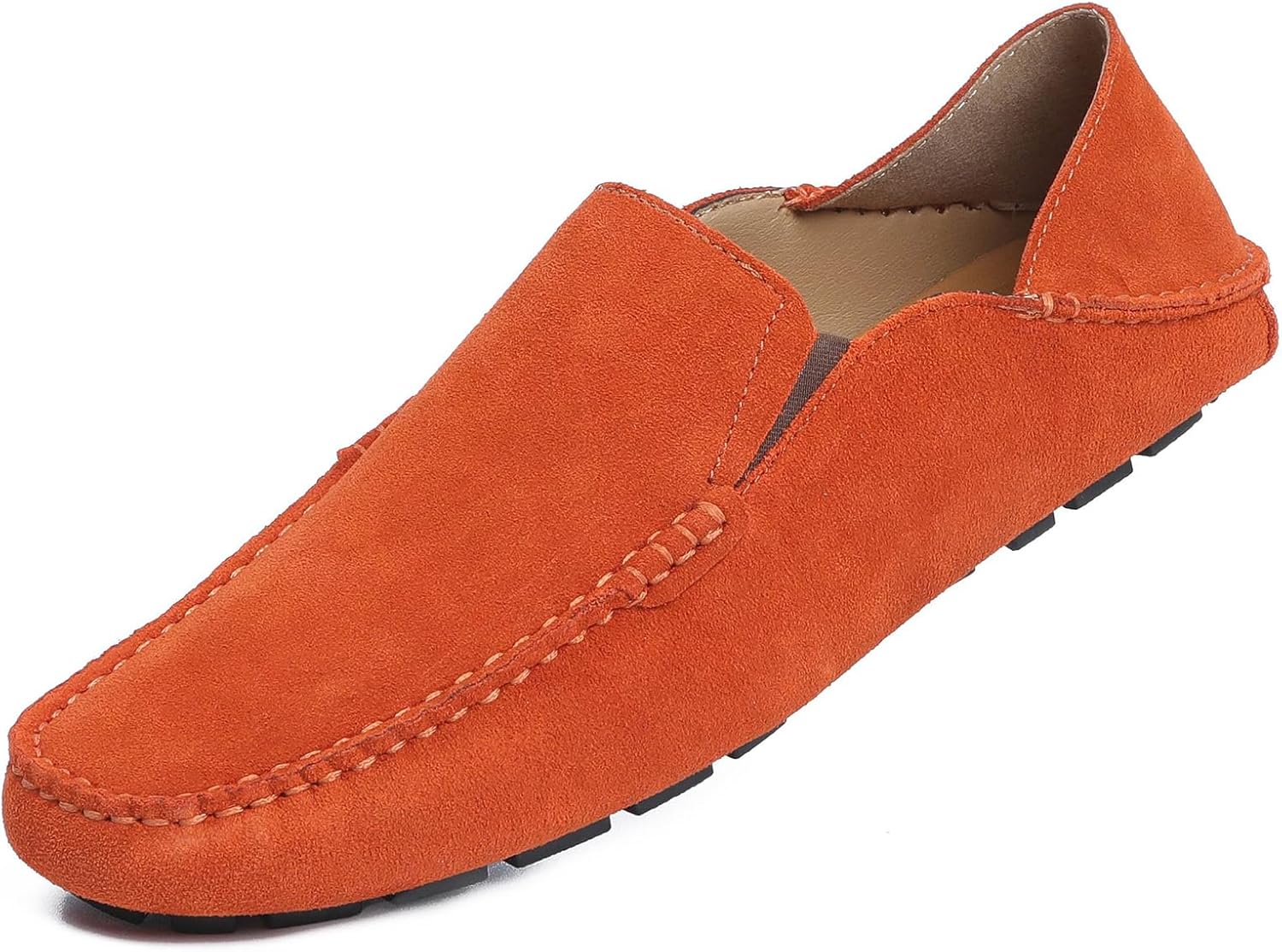 Go Tour Handmade Mens Casual Loafers Moccasins Slip On Driving Shoes Orange
