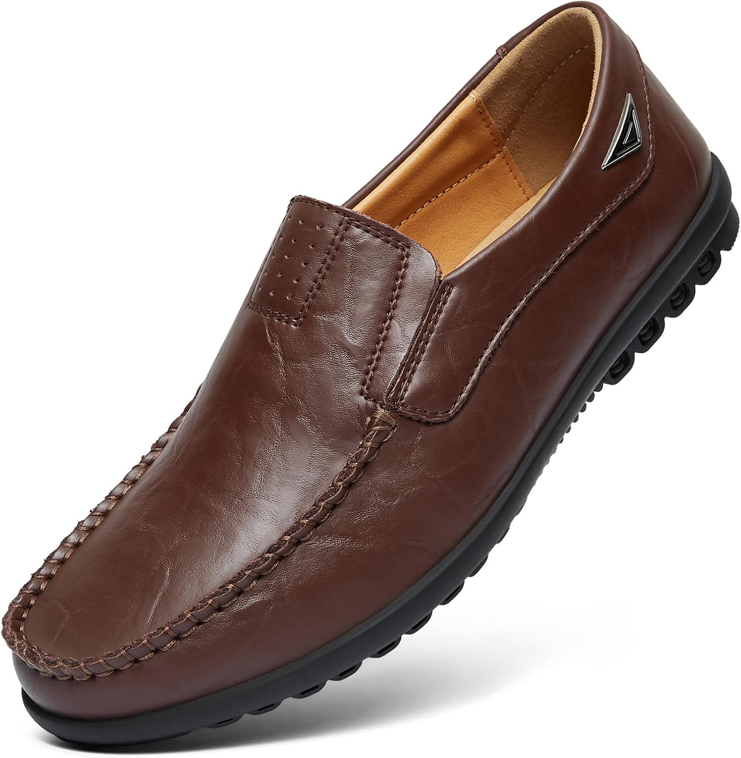 Go Tour Men's Casual Leather Fashion Slip-on Loafers Shoes A-dark Brown