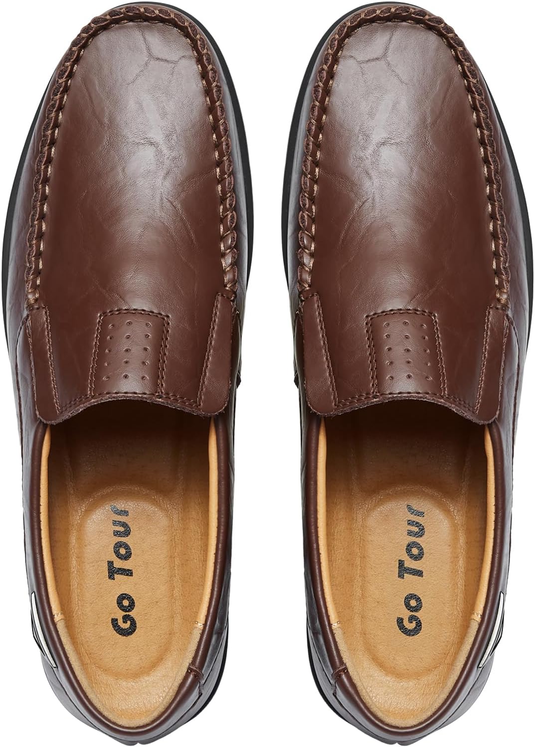 Go Tour Men's Casual Leather Fashion Slip-on Loafers Shoes A-dark Brown