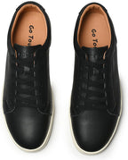 Go Tour Men's Casual Suede Leather Handmade Sneakers Leather Black