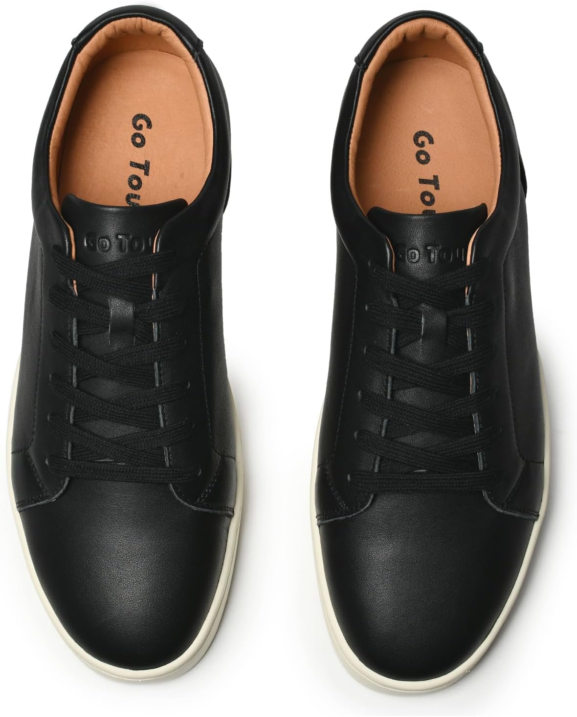 Go Tour Men's Casual Suede Leather Handmade Sneakers Leather Black