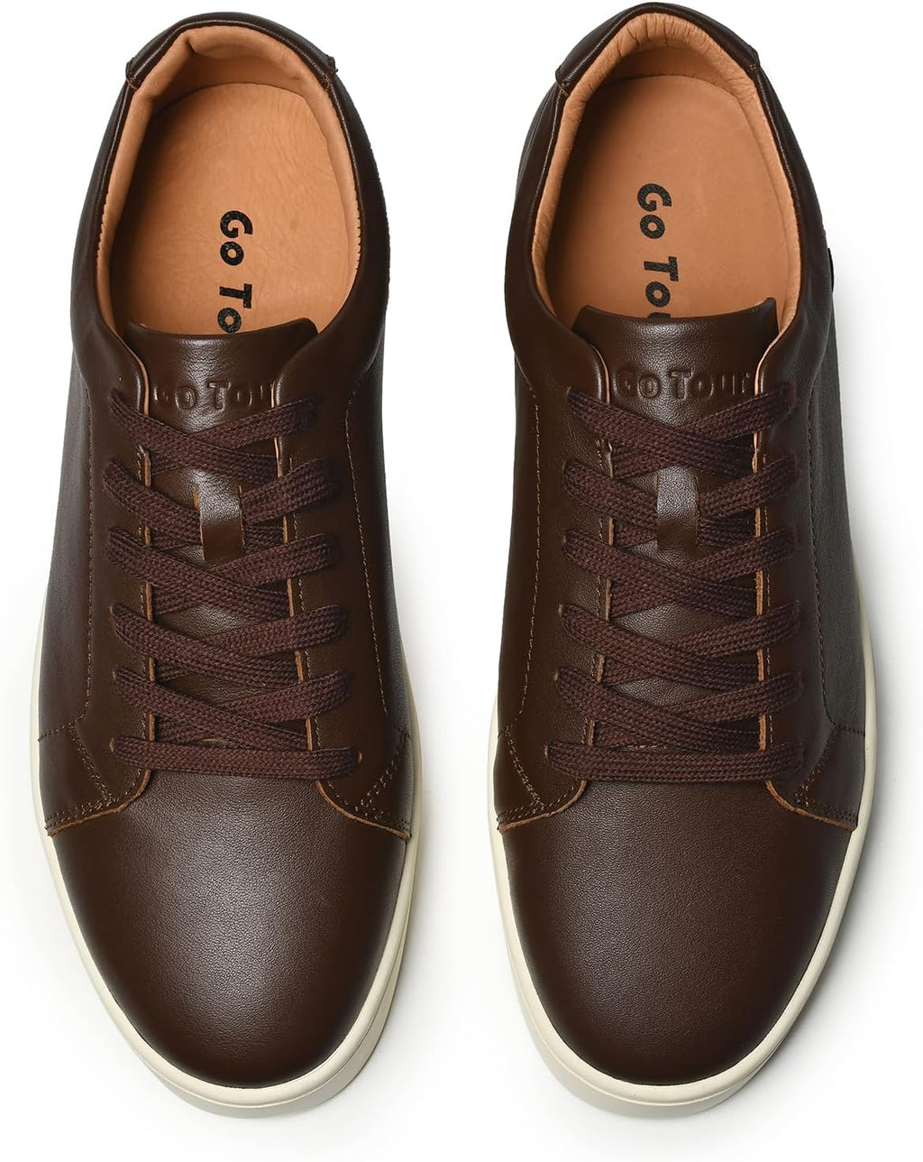 Go Tour Men's Casual Suede Leather Handmade Sneakers Leather Dark Brown
