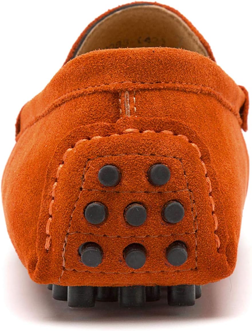 Go Tour Men's Penny Loafers Moccasin Driving Shoes Slip On Flats Boat Shoes Orange