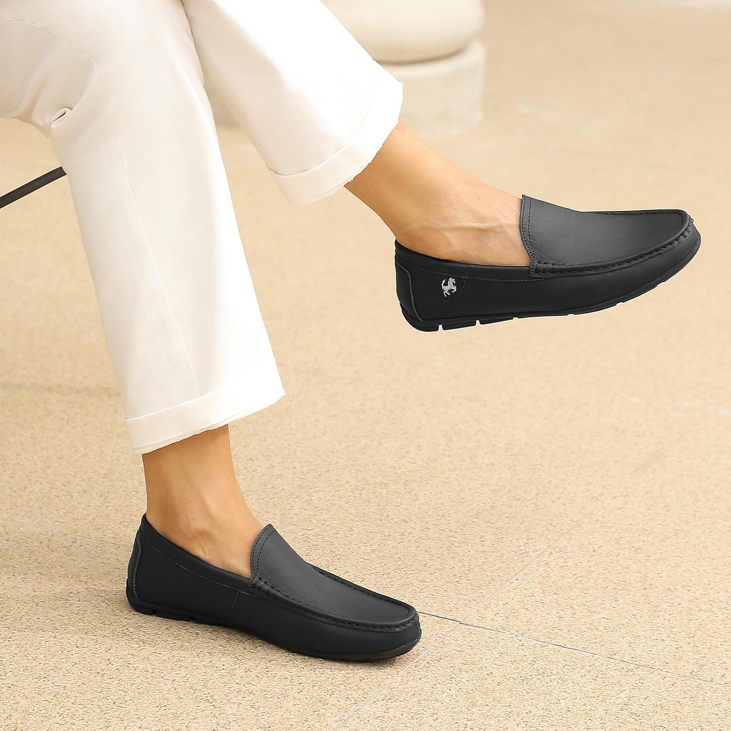 Go Tour Men's Casual Leather Fashion Slip on Loafers Shoes B Black