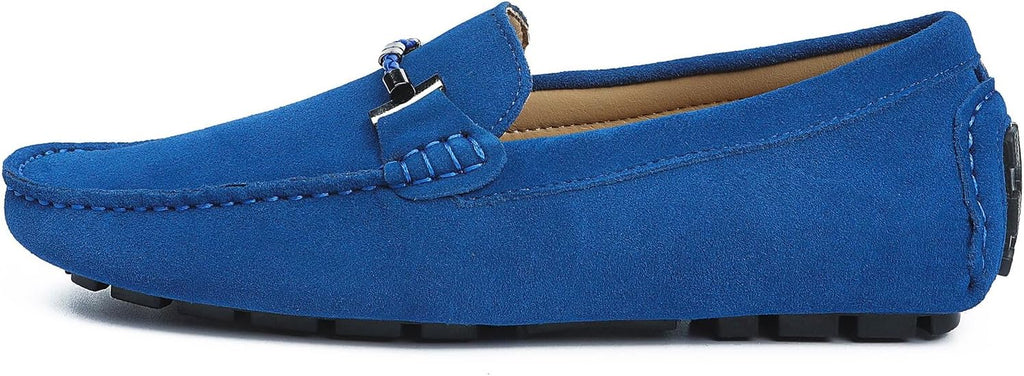 Go Tour Men's Penny Loafers Moccasin Driving Shoes Slip On Flats Boat Shoes Sapphire Blue